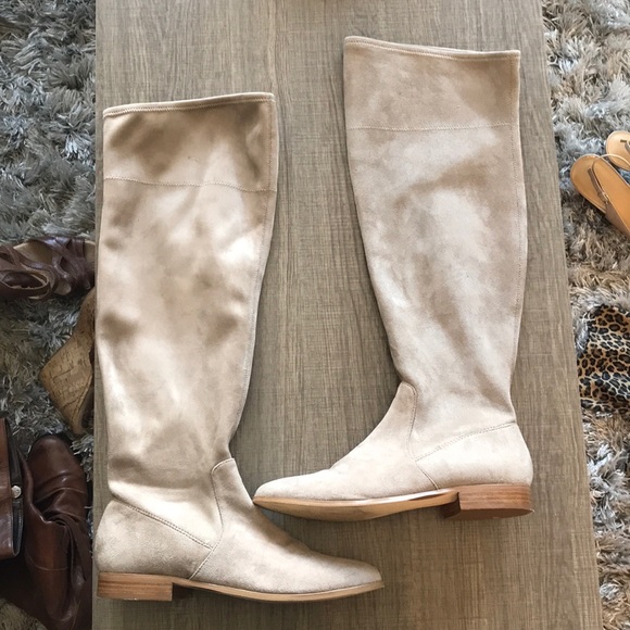 Calvin Klein Tan Suede Over the Knee boots - Picture 1 of 5